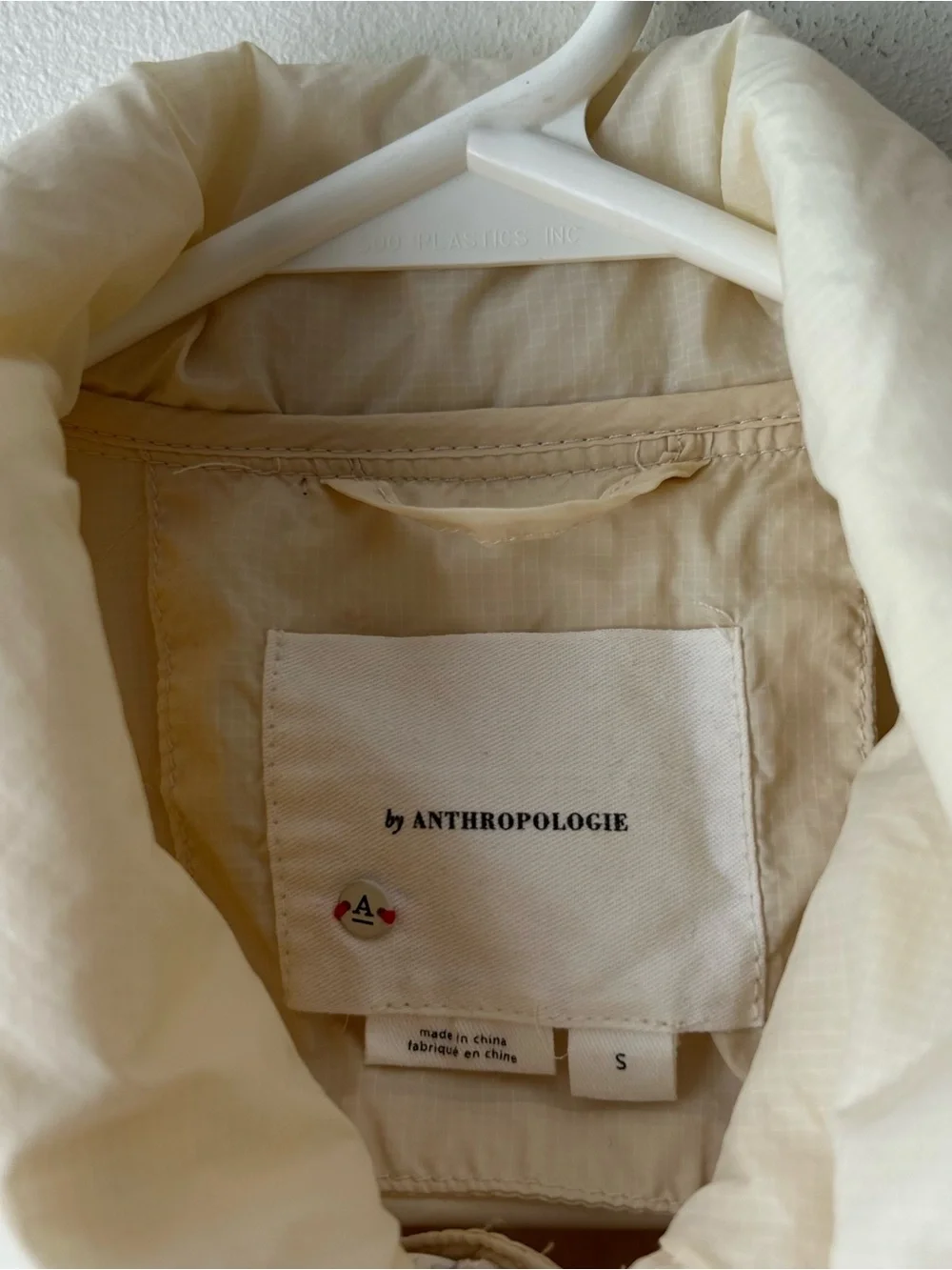 By Anthropologie Lightweight Quilted Shacket Jacket Cream S_4